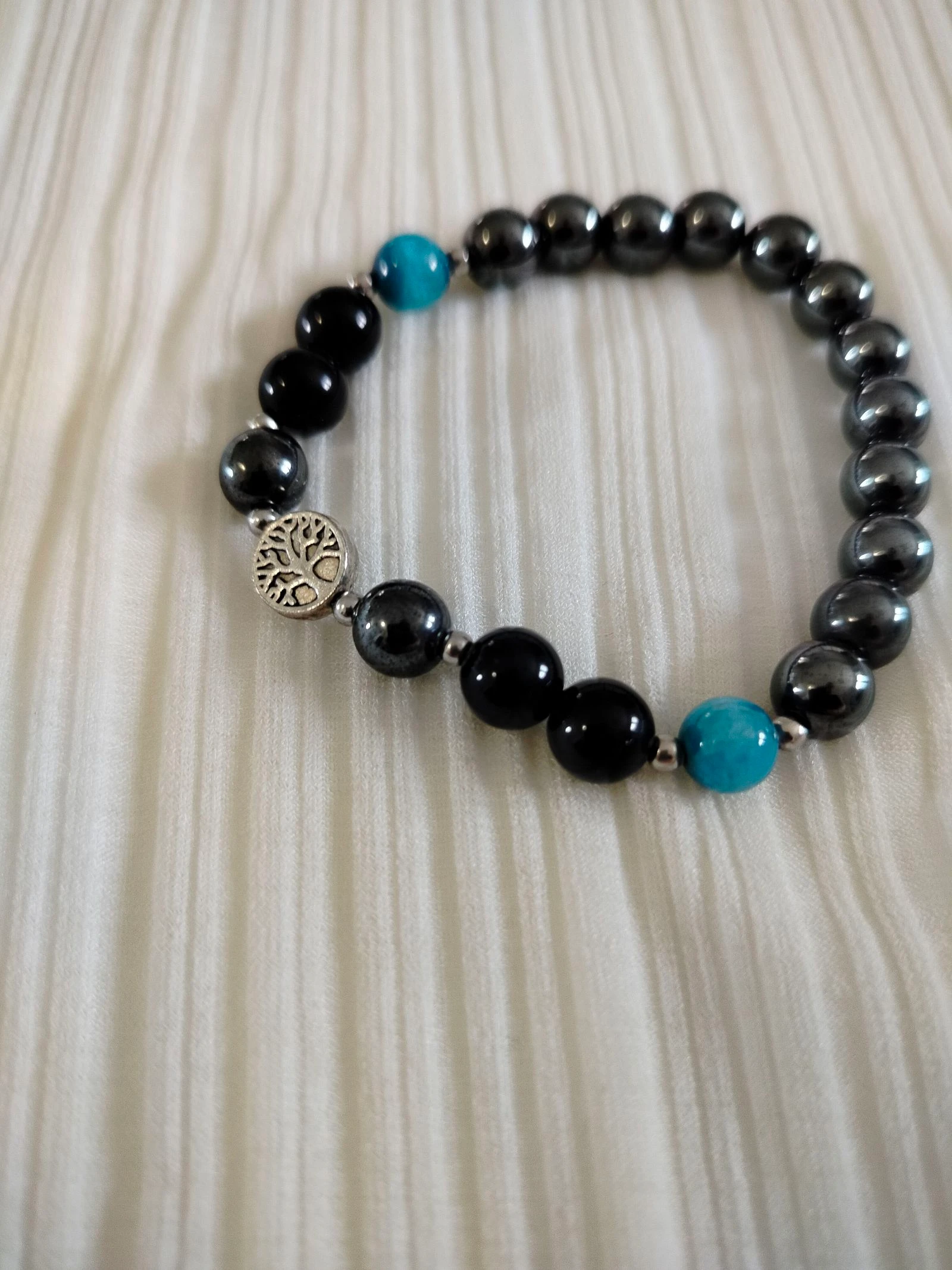 Stylish black blue natural stone bracelet – photo 2